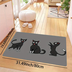 Cat Print Doormat Absorbent Bathroom Carpet Kitchen Mat Bath Mat