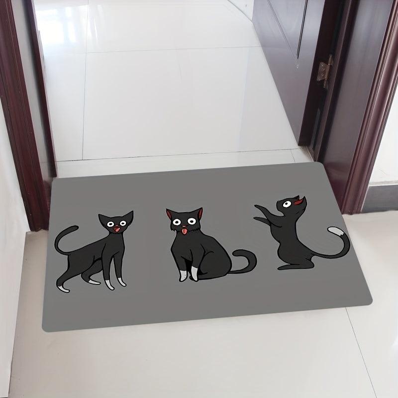 Cat Print Doormat Absorbent Bathroom Carpet Kitchen Mat Bath Mat