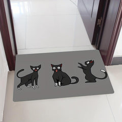 Cat Print Doormat Absorbent Bathroom Carpet Kitchen Mat Bath Mat