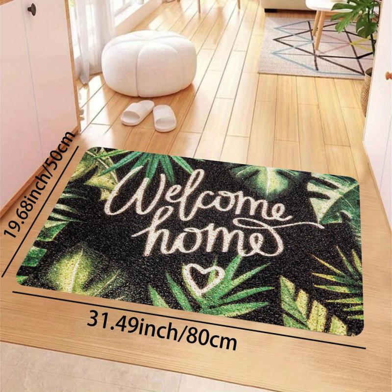 Green Leaves Welcome Home Bathroom Rug Kitchen Floor Mat