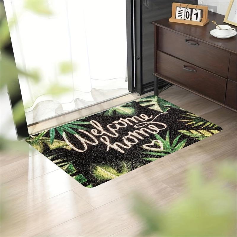 Green Leaves Welcome Home Bathroom Rug Kitchen Floor Mat