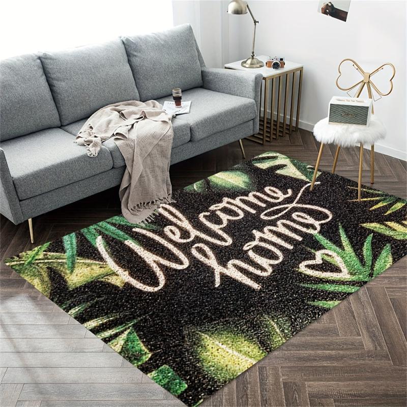 Green Leaves Welcome Home Bathroom Rug Kitchen Floor Mat