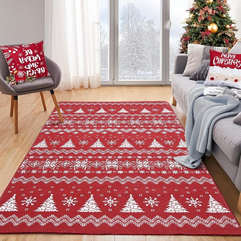 Boho Christmas Tree Snowflake Rug