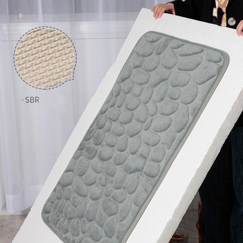 Grey Cobblestone Bathroom Rug Non Slip Padded Bath Mat For Shower