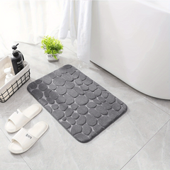Grey Cobblestone Bathroom Rug Non Slip Padded Bath Mat For Shower