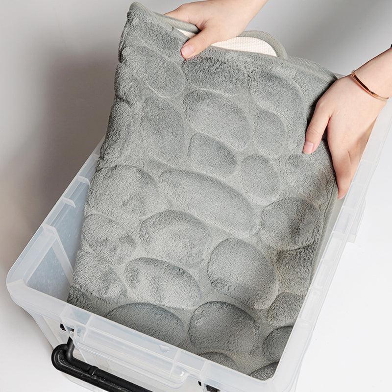 Grey Cobblestone Bathroom Rug Non Slip Padded Bath Mat For Shower