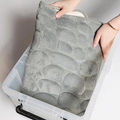Grey Cobblestone Bathroom Rug Non Slip Padded Bath Mat For Shower