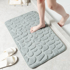 Grey Cobblestone Bathroom Rug Non Slip Padded Bath Mat For Shower