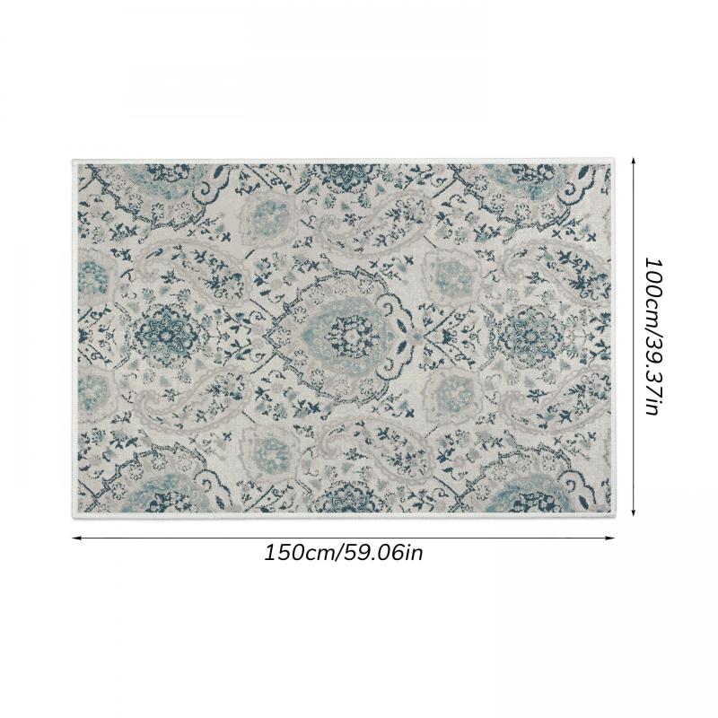 Vintage Boho Area Rug Stain Resistant Floral Living Room Bedroom Mat