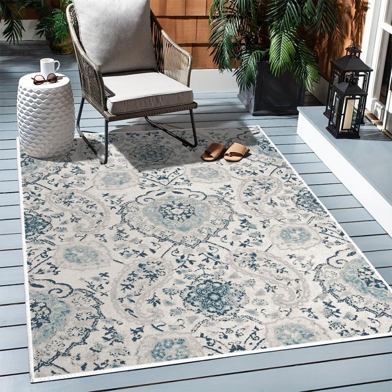 Vintage Boho Area Rug Stain Resistant Floral Living Room Bedroom Mat