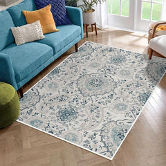 Vintage Boho Area Rug Stain Resistant Floral Living Room Bedroom Mat
