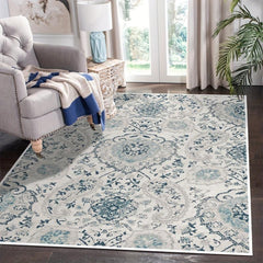 Vintage Boho Area Rug Stain Resistant Floral Living Room Bedroom Mat
