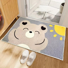 Cartoon Bear Door Mat Non-slip Shaggy Welcome Floor Mat Soft Waterproof Rugs