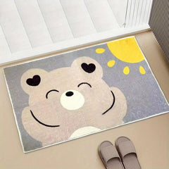Cartoon Bear Door Mat Non-slip Shaggy Welcome Floor Mat Soft Waterproof Rugs