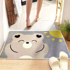 Cartoon Bear Door Mat Non-slip Shaggy Welcome Floor Mat Soft Waterproof Rugs
