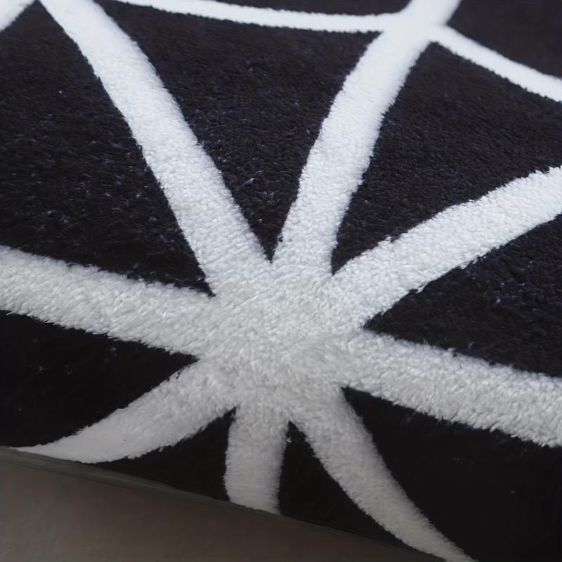 Halloween Spider Web Round Carpet Soft Mat Living Room Bedroom Bed Mat