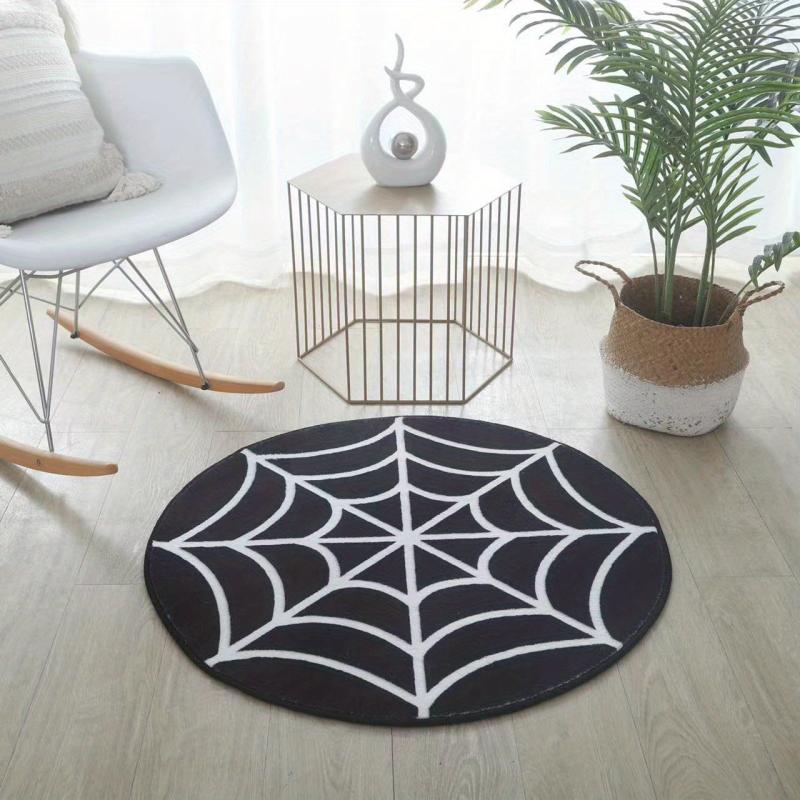 Halloween Spider Web Round Carpet Soft Mat Living Room Bedroom Bed Mat