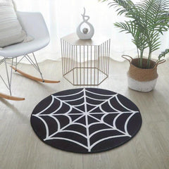 Halloween Spider Web Round Carpet Soft Mat Living Room Bedroom Bed Mat
