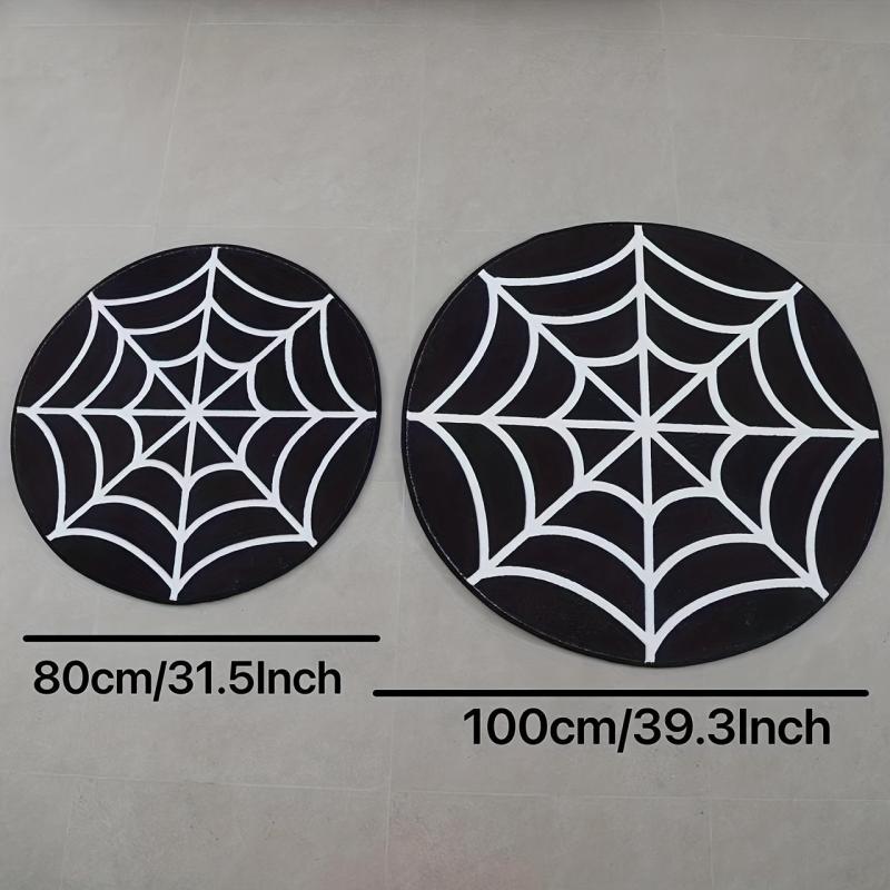 Halloween Spider Web Round Carpet Soft Mat Living Room Bedroom Bed Mat