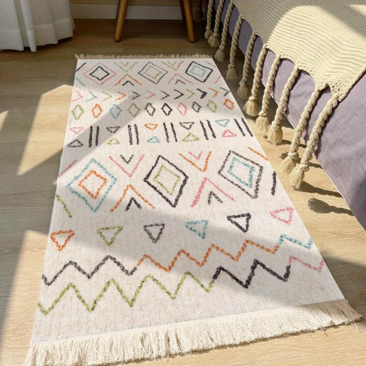 Arabian Style Tassel Carpet Geometric Pattern Rug for Home Decor
