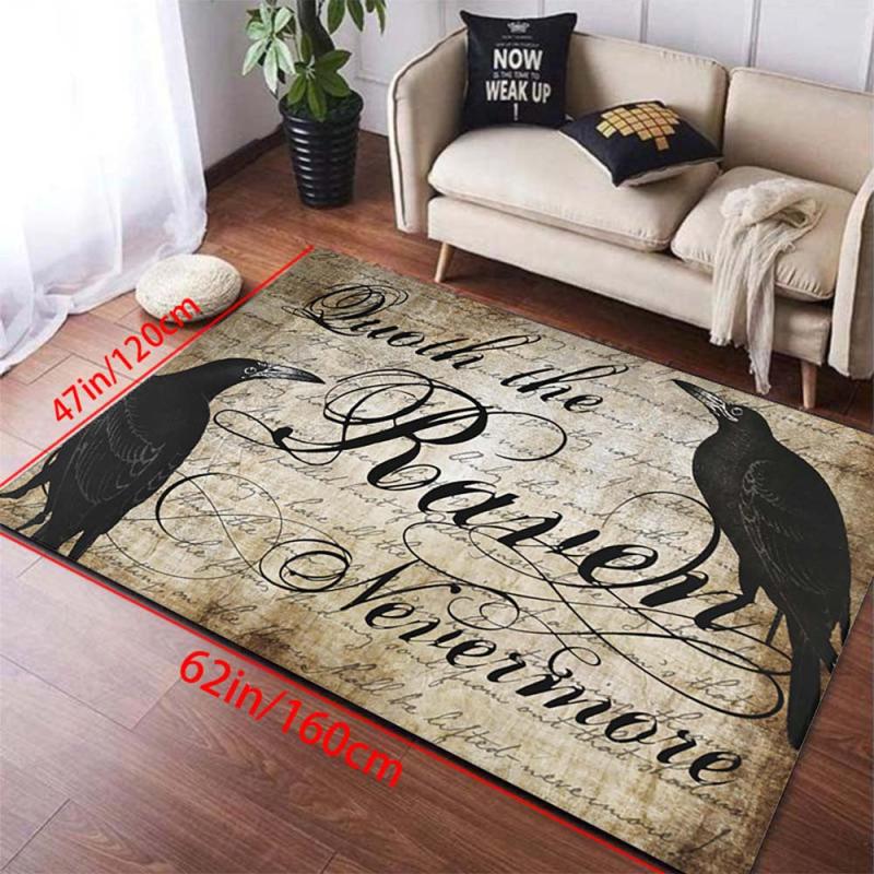 Vintage Halloween Boho Area Rug Stain Resistant Floral Floor