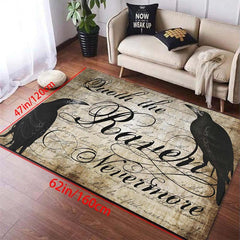 Vintage Halloween Boho Area Rug Stain Resistant Floral Floor