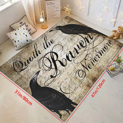 Vintage Halloween Boho Area Rug Stain Resistant Floral Floor