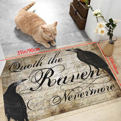 Vintage Halloween Boho Area Rug Stain Resistant Floral Floor