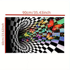 Colorful Butterfly Print Area Rug for Living Room 3D Trap Floor Carpet Mat