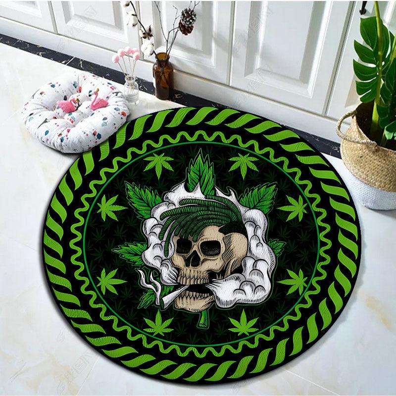 Gothic Round Skull Area Rug for Living Room Bedroom Kitchen Bathroom