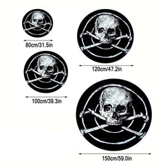 Skull Print Round Area Rug Non Slip Washable Rug For Living Room Bedroom