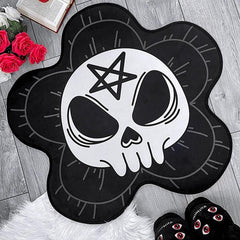 Gothic Skull Area Rug Soft Non-slip Washable Halloween Decor Carpet