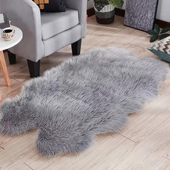 Faux Fur Rug Fluffy Shaggy Area Rug Gray