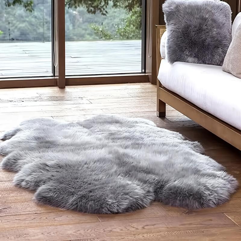 Faux Fur Rug Fluffy Shaggy Area Rug Gray