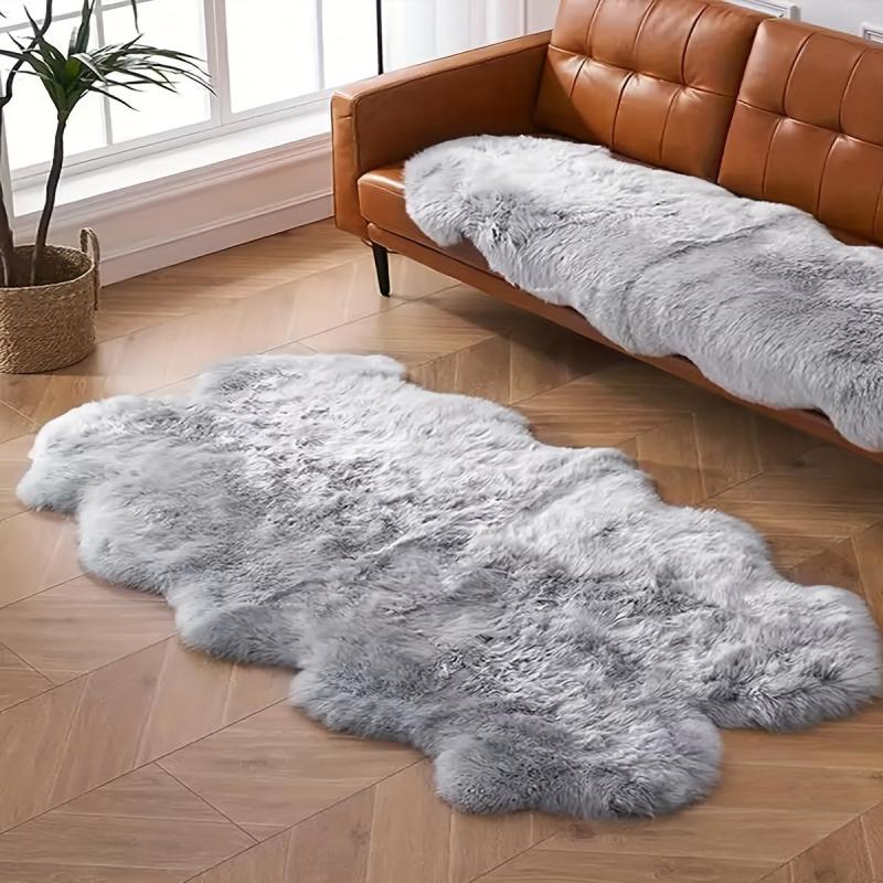 Faux Fur Rug Fluffy Shaggy Area Rug Gray