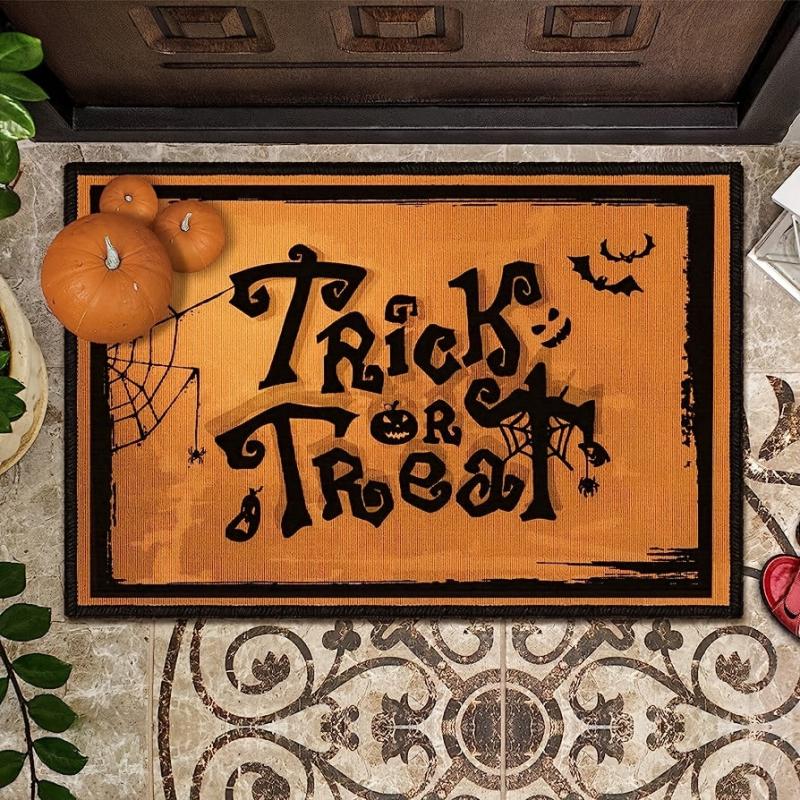 Halloween Door Mat Outdoor Trick Or Treat Doormat Rubber Non Slip Backing Funny