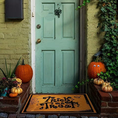 Halloween Door Mat Outdoor Trick Or Treat Doormat Rubber Non Slip Backing Funny