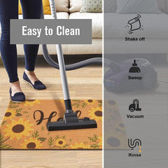 Floral & Letter Graphic Door Mat Indoor Outdoor Rug