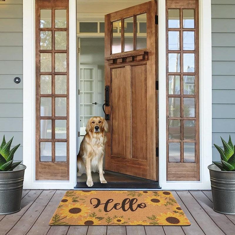 Floral & Letter Graphic Door Mat Indoor Outdoor Rug