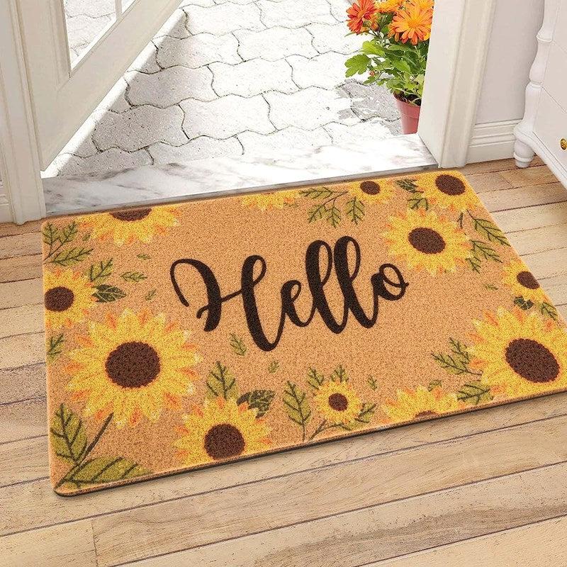 Floral & Letter Graphic Door Mat Indoor Outdoor Rug