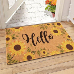 Floral & Letter Graphic Door Mat Indoor Outdoor Rug