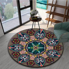Vintage Boho Round Retro Area Rug Geometric Carpet for Living Room