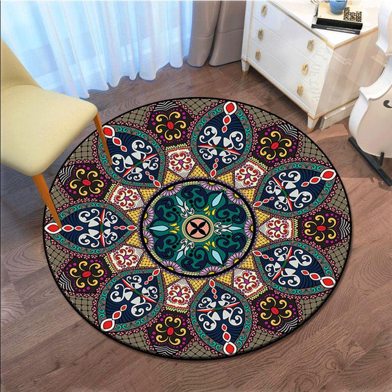 Vintage Boho Round Retro Area Rug Geometric Carpet for Living Room