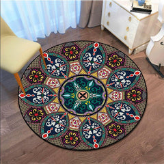 Vintage Boho Round Retro Area Rug Geometric Carpet for Living Room
