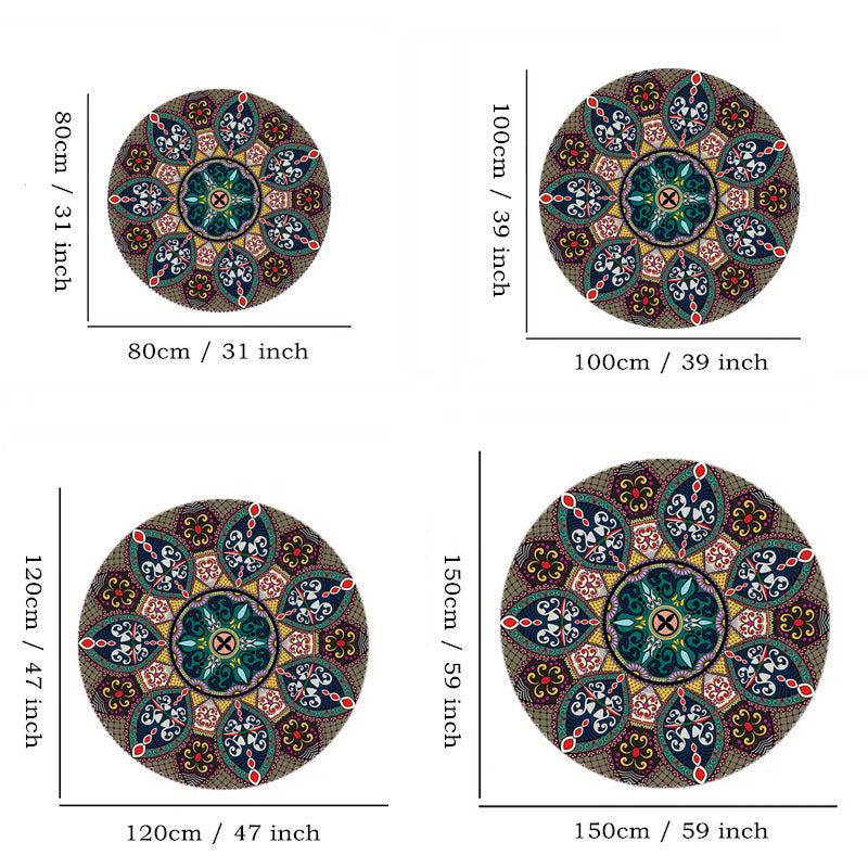 Vintage Boho Round Retro Area Rug Geometric Carpet for Living Room