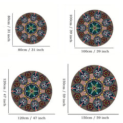 Vintage Boho Round Retro Area Rug Geometric Carpet for Living Room