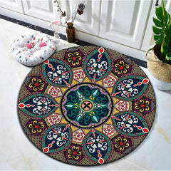 Vintage Boho Round Retro Area Rug Geometric Carpet for Living Room