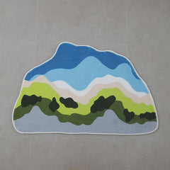 Colorful Cloud Rug Irregular Shape Area Rugs Abstract Polyester Carpet