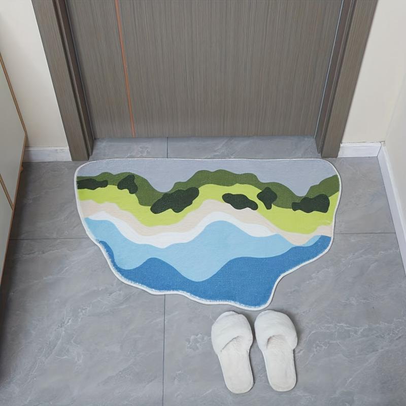 Colorful Cloud Rug Irregular Shape Area Rugs Abstract Polyester Carpet