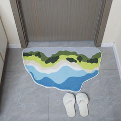 Colorful Cloud Rug Irregular Shape Area Rugs Abstract Polyester Carpet
